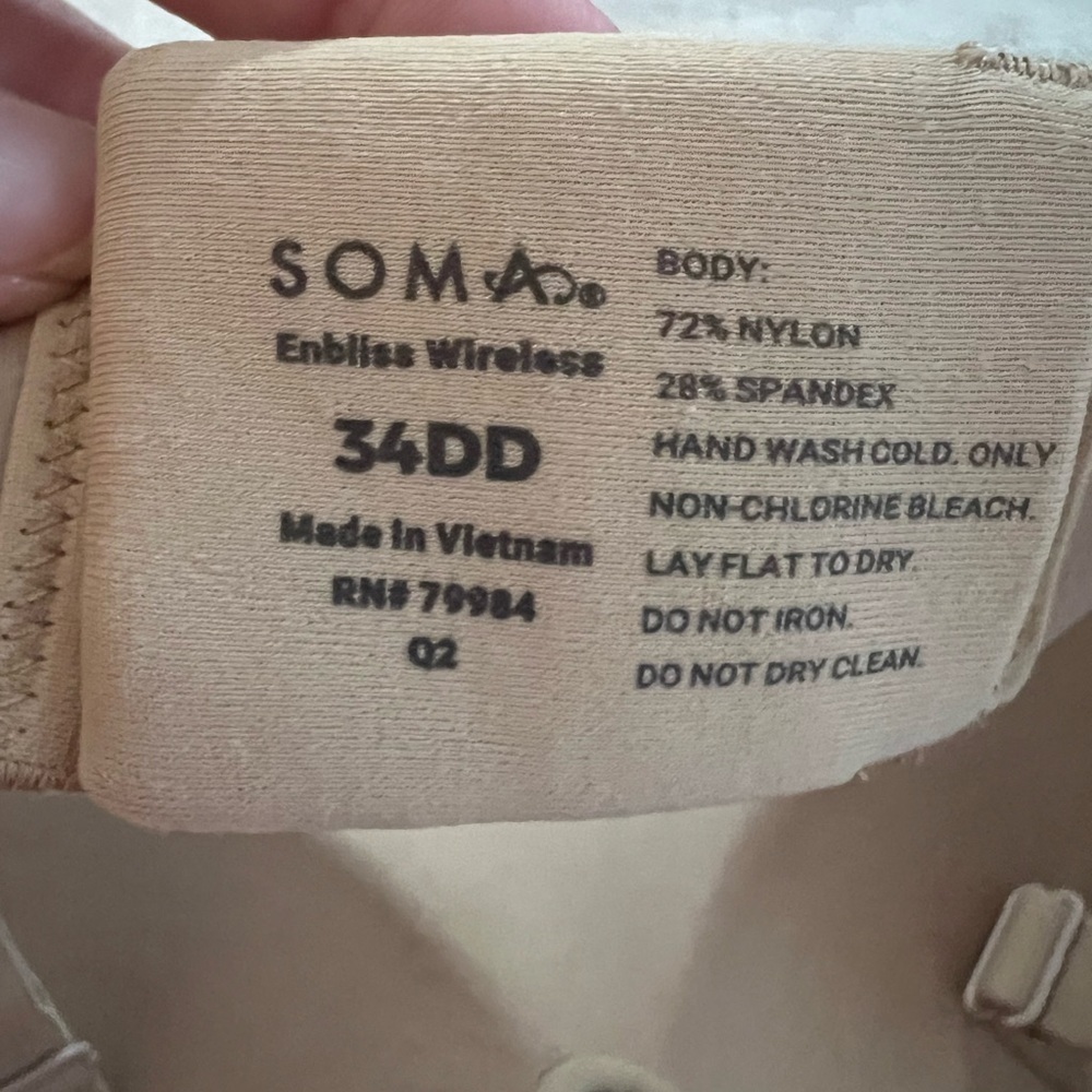 Soma Enbliss Wireless Bra 34DD Nude Beige Tan - Picture 7 of 7